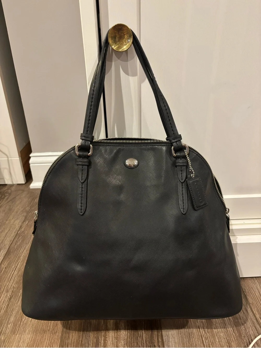 Saffiano leather dome satchel from the Coach Peyton collection